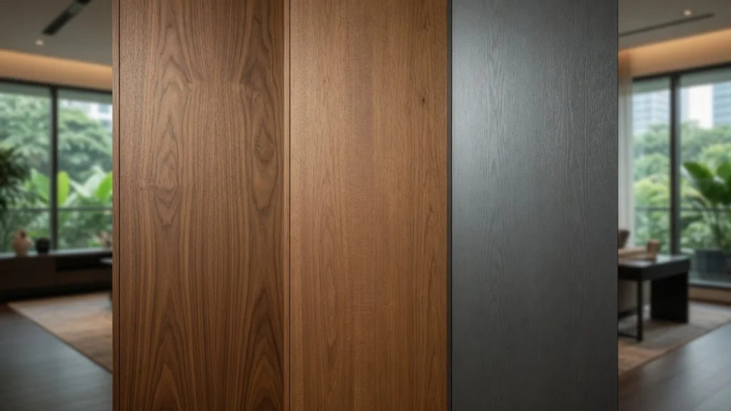 Close-up comparison of durable door materials suitable for Singapore homes including wood and composite options